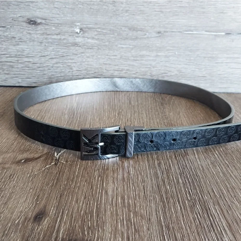 Michael Kors Reversible Belt - Silver & Black - Total Length 40